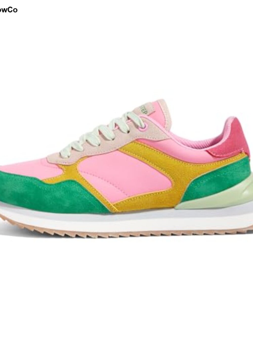 Women's Platform Sneakers Suede Colorblock Retro Casual Athletic